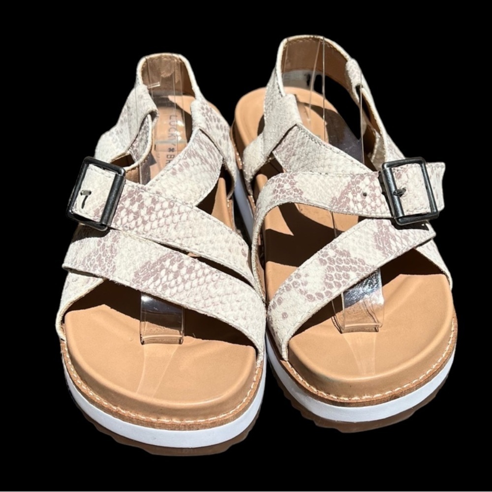 🌻NEW Lucky Brand "Idenia" Soft Snakeskin Print Leather Sandals Size 7.5 - Picture 7 of 11